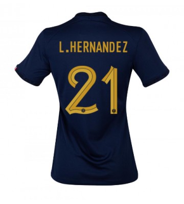 Frankrig Lucas Hernandez #21 Replika Hjemmebanetrøje Dame VM 2022 Kortærmet